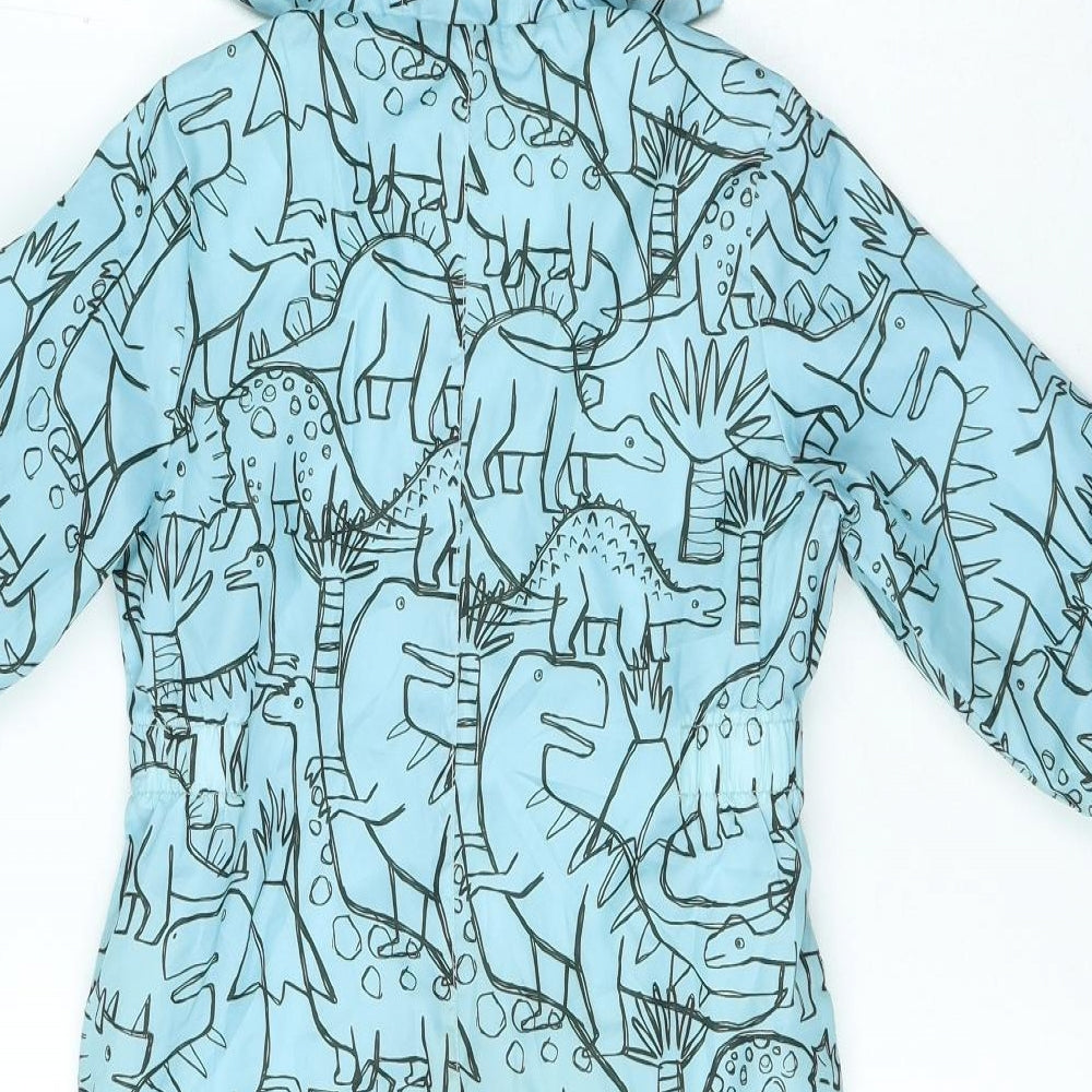 TU Boys Blue Geometric Quilted Snowsuit Size 2-3 Years Zip - Dinosaur