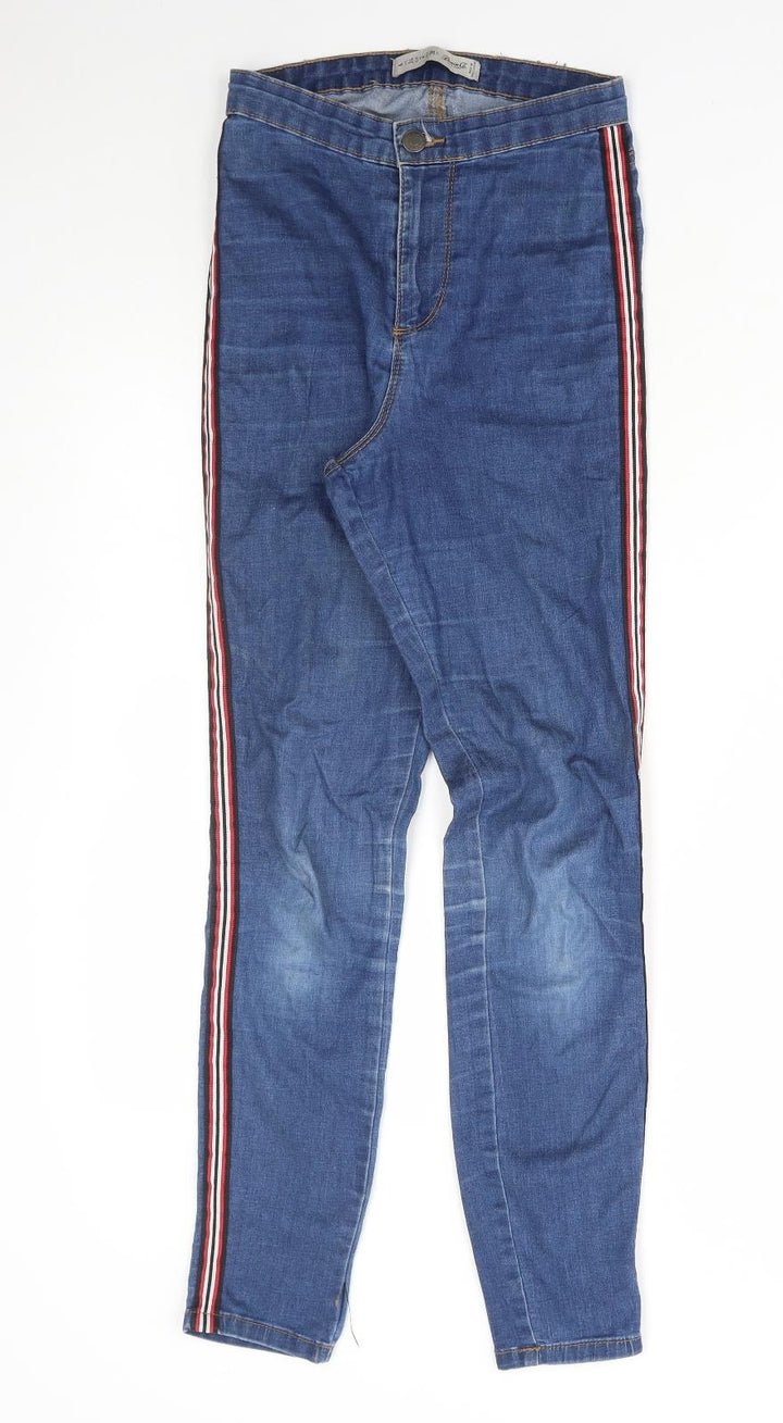 Denim & Co. Girls Blue Cotton Skinny Jeans Size 6 Years L24 in Regular Zip