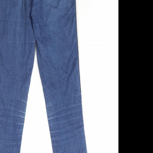Denim & Co. Girls Blue Cotton Skinny Jeans Size 6 Years L24 in Regular Zip