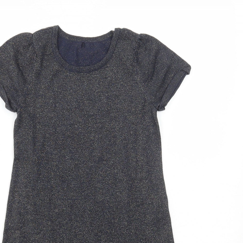 Lily & Dan Girls Blue Viscose A-Line Size 7-8 Years Round Neck Pullover