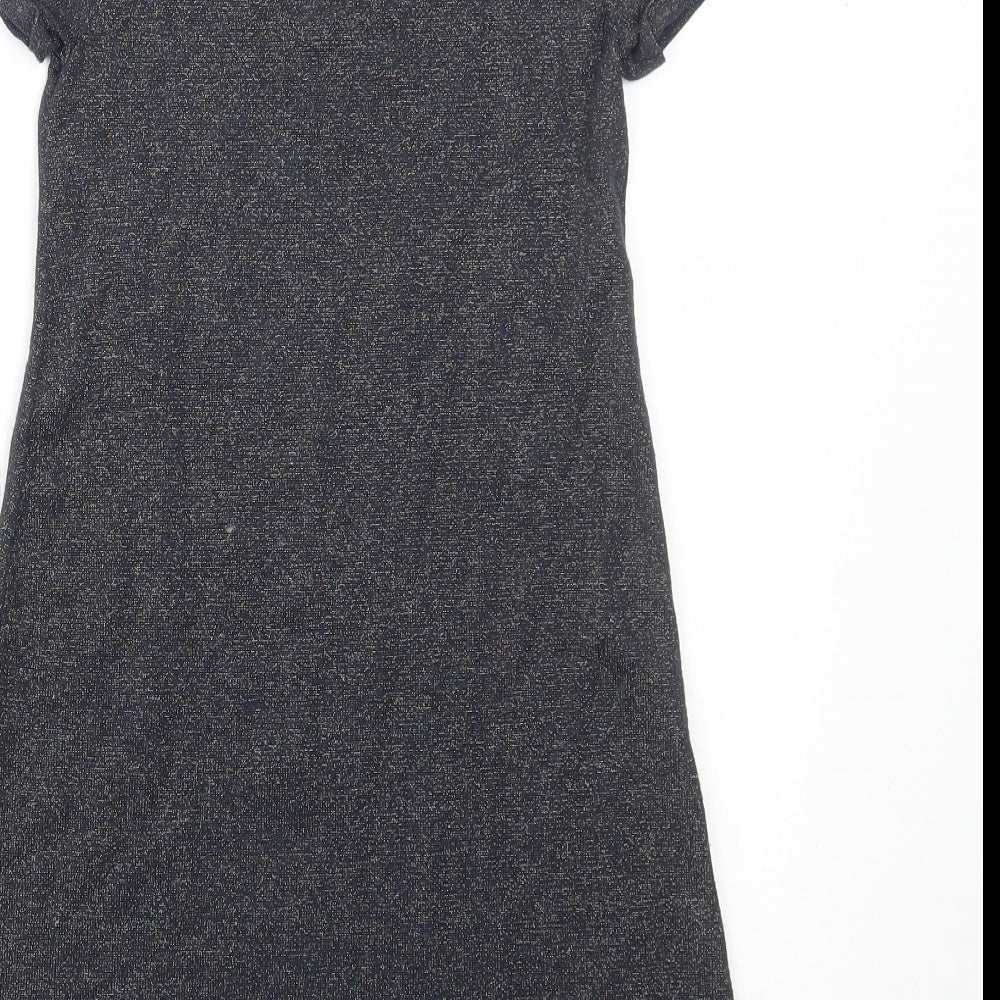 Lily & Dan Girls Blue Viscose A-Line Size 7-8 Years Round Neck Pullover