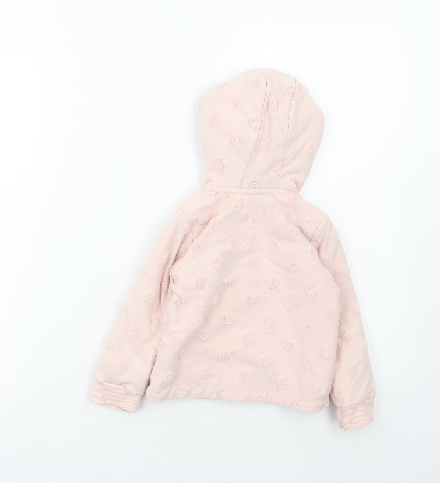 George Girls Pink Polka Dot Cotton Full Zip Hoodie Size 2-3 Years Zip - Minnie Mouse