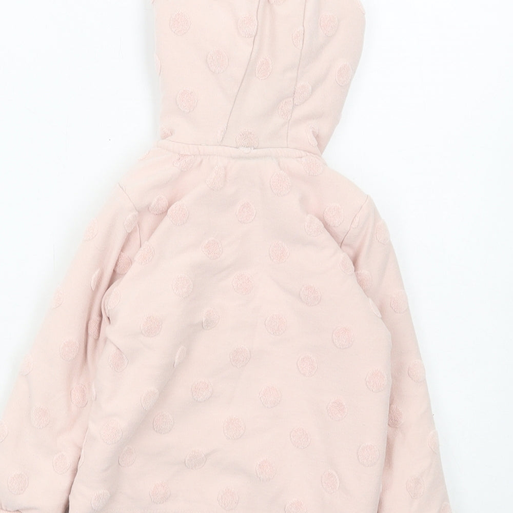 George Girls Pink Polka Dot Cotton Full Zip Hoodie Size 2-3 Years Zip - Minnie Mouse