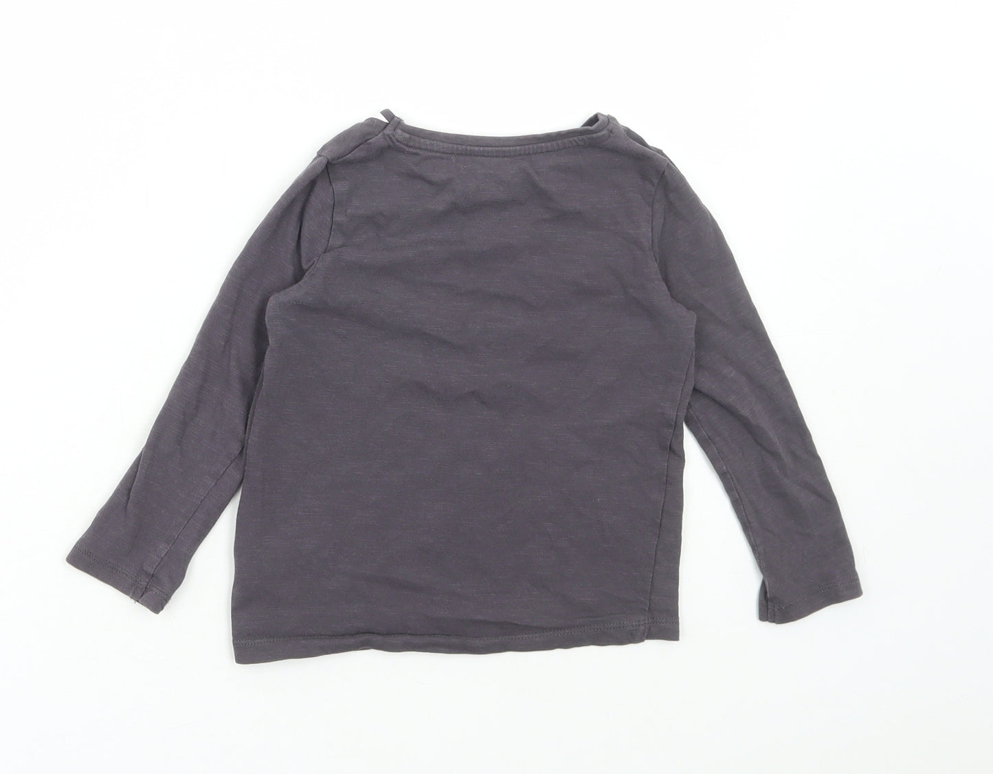 F&F Girls Grey Cotton Basic T-Shirt Size 3-4 Years Round Neck Pullover - Swan