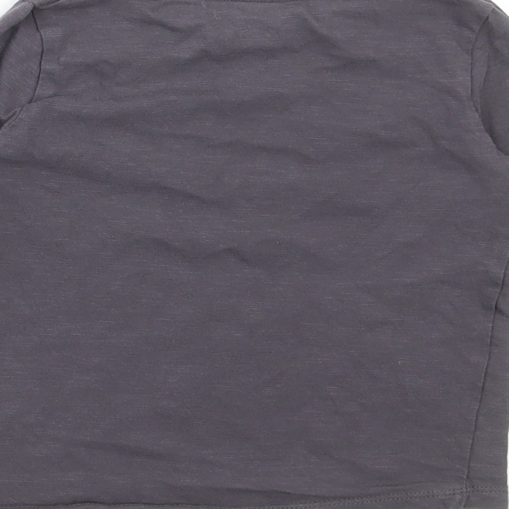 F&F Girls Grey Cotton Basic T-Shirt Size 3-4 Years Round Neck Pullover - Swan
