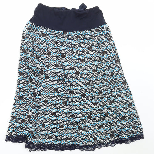 Preworn Womens Blue Geometric Polyester Flare Skirt Size M Tie