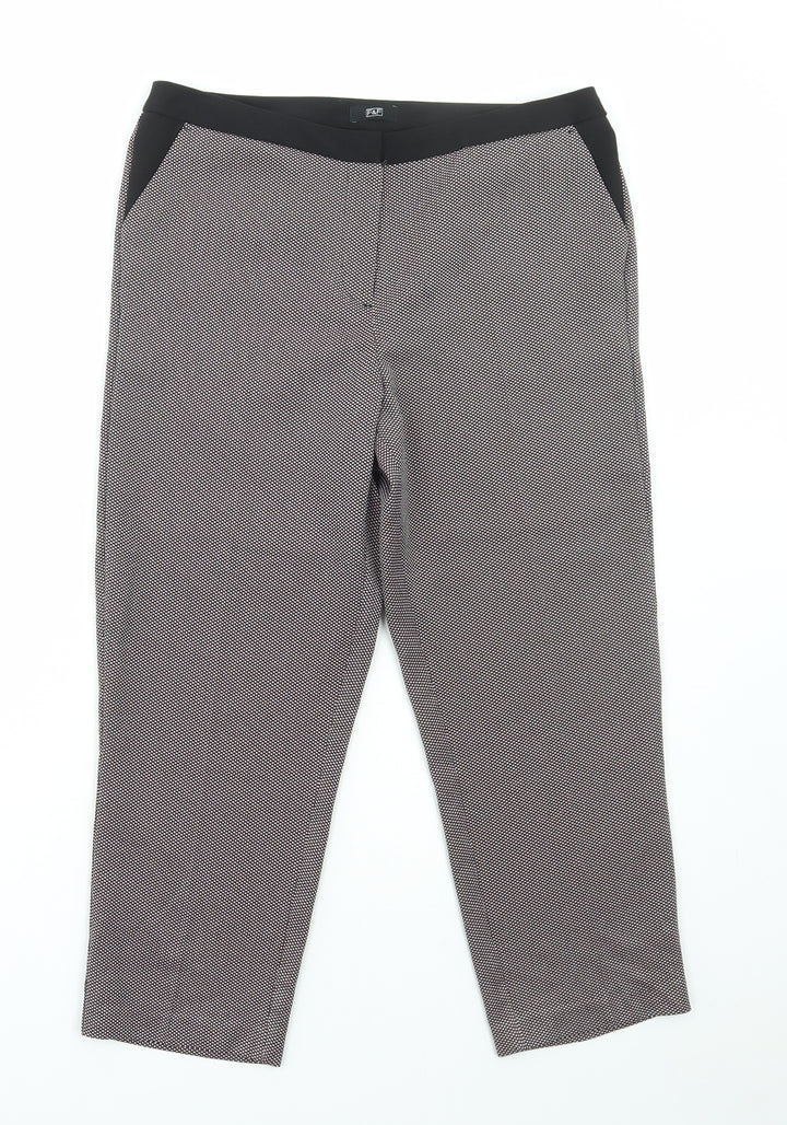 F&F Womens Multicoloured Geometric Polyester Trousers Size 12 L23 in Regular Hook & Eye