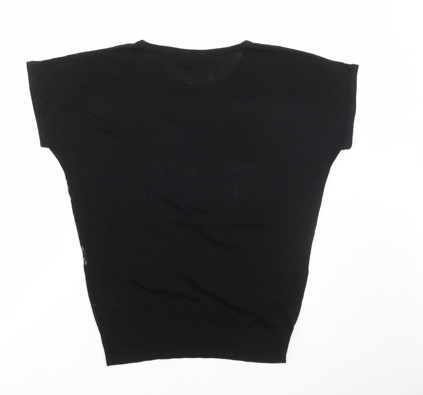 Warehouse Womens Black Acrylic Basic T-Shirt Size 10 Round Neck