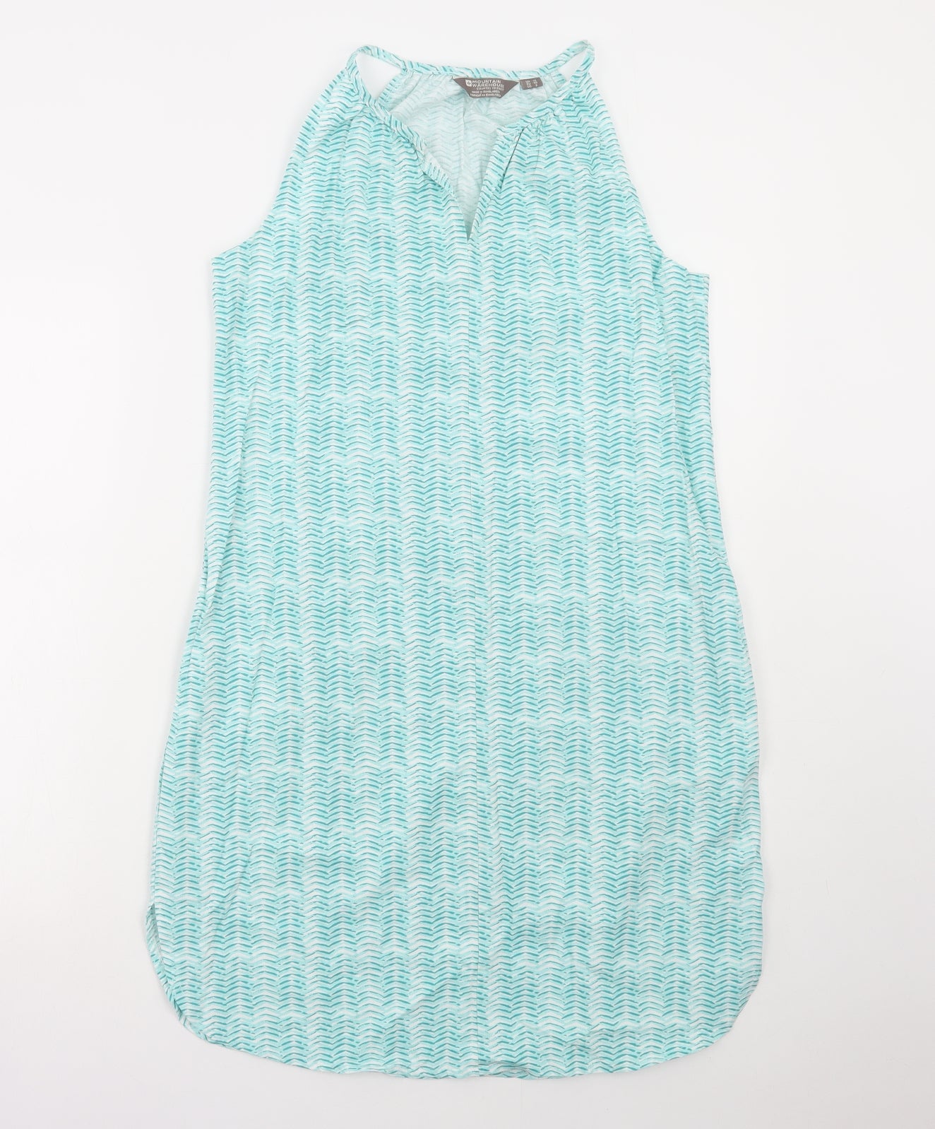 Mountain Warehouse Womens Blue Geometric Cotton A-Line Size 12 V-Neck Pullover
