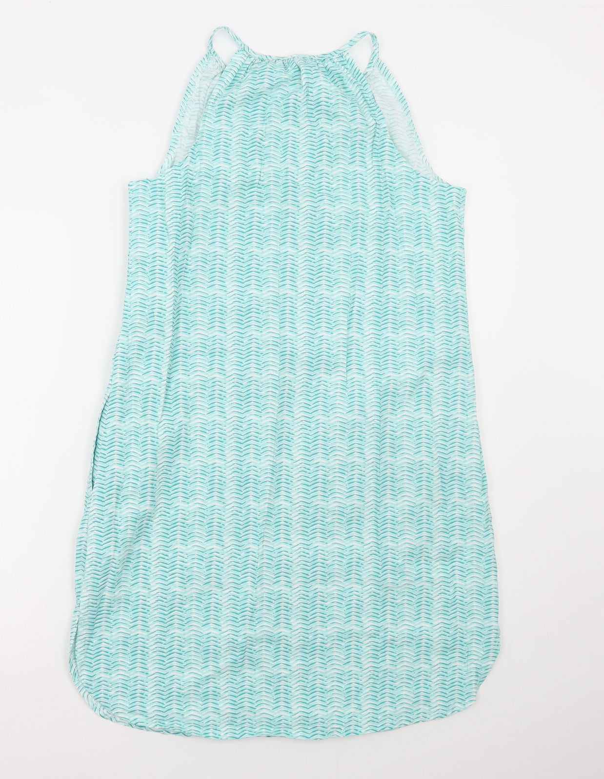 Mountain Warehouse Womens Blue Geometric Cotton A-Line Size 12 V-Neck Pullover