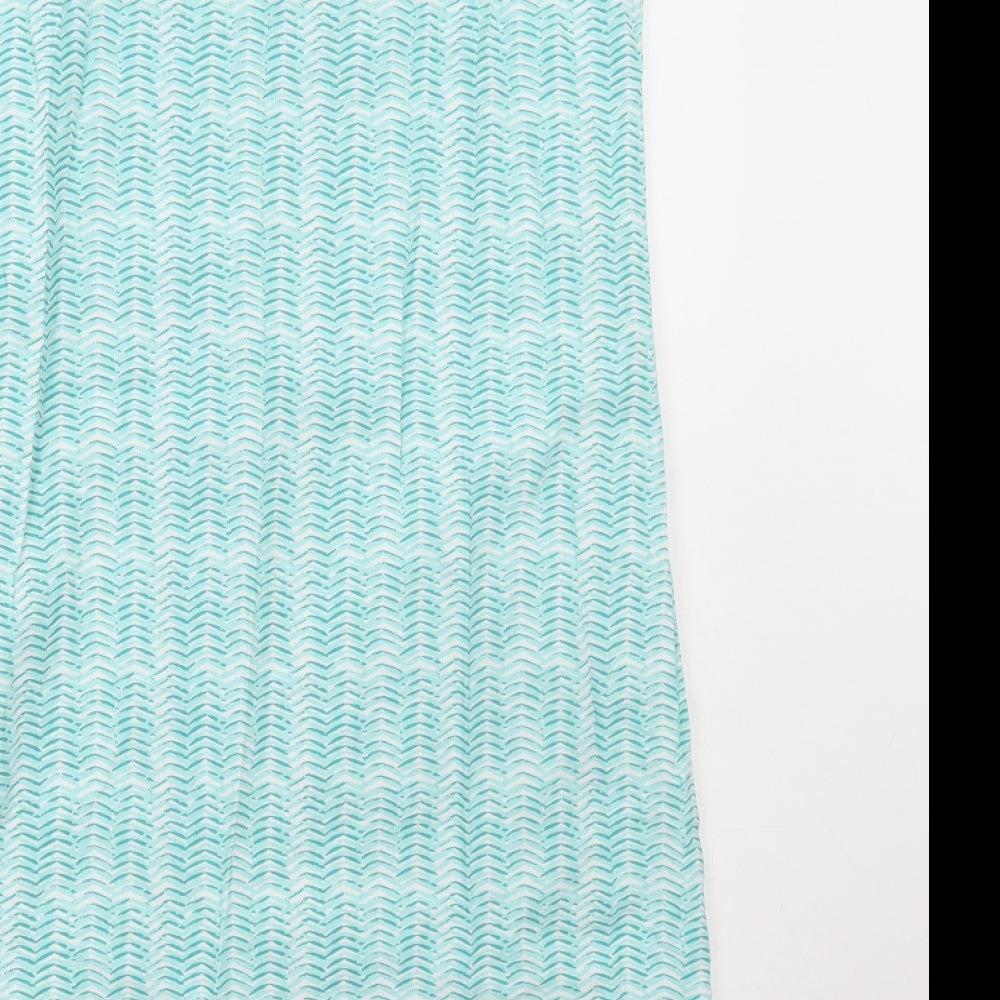 Mountain Warehouse Womens Blue Geometric Cotton A-Line Size 12 V-Neck Pullover