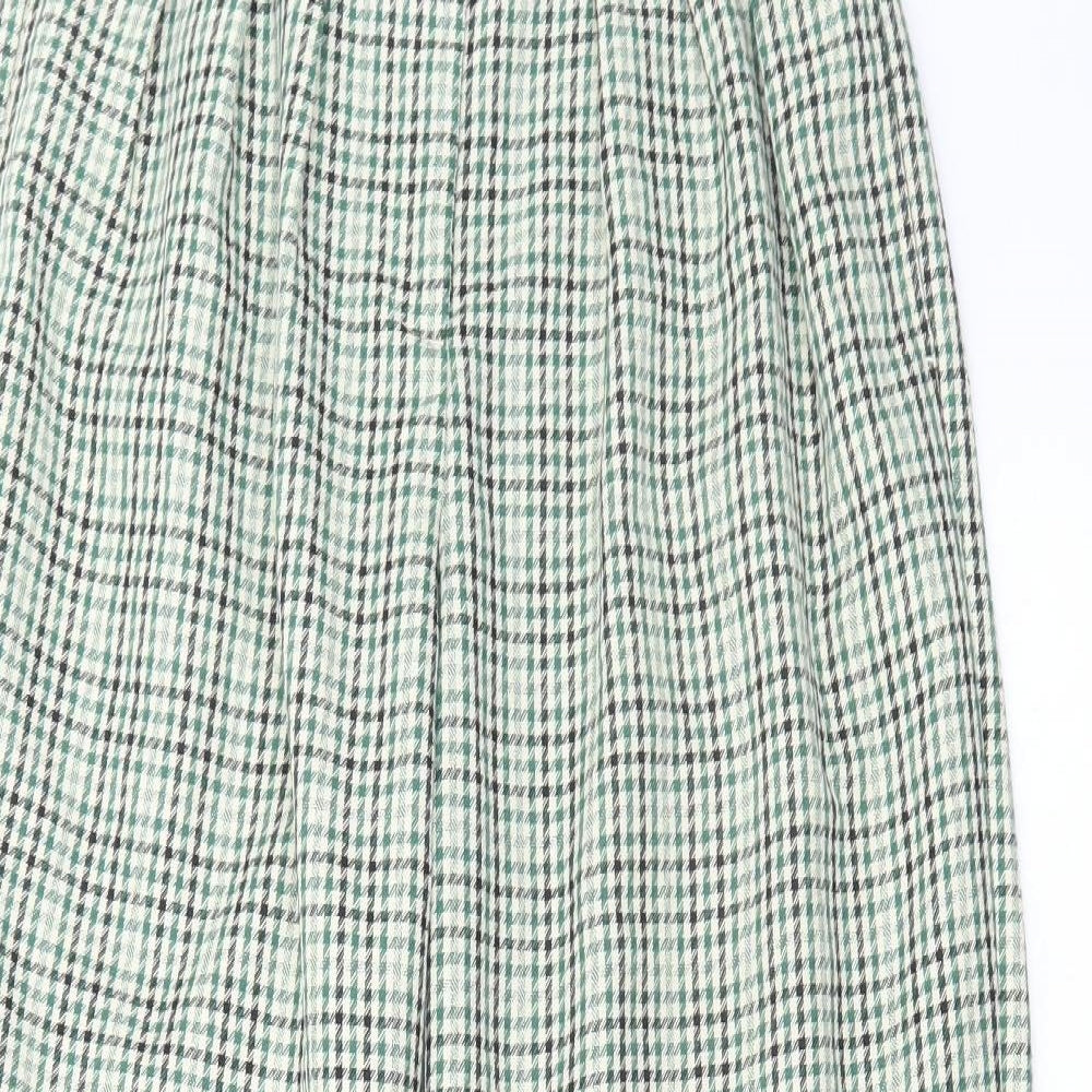Primark Womens Green Check Polyester Trousers Size 10 L30 in Regular Hook & Eye