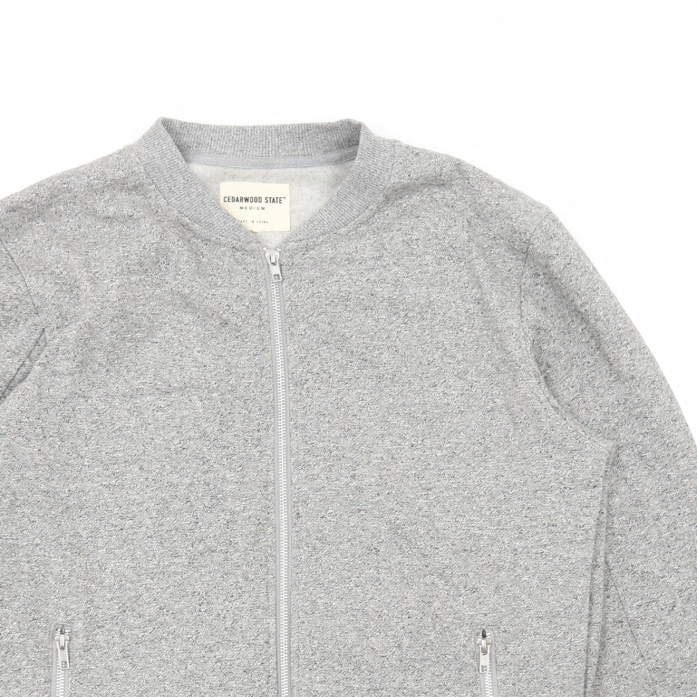 Cedar Wood State Mens Grey Cotton Full Zip Sweatshirt Size M