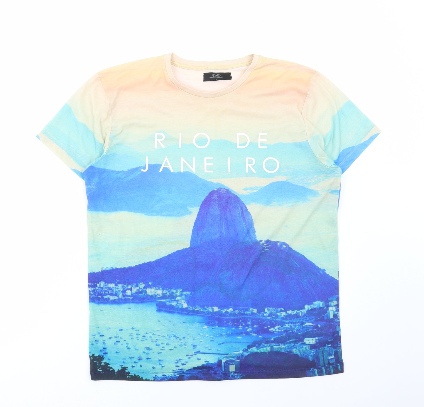 Matalan Mens Multicoloured Polyester T-Shirt Size M Round Neck - Rio de Janiro