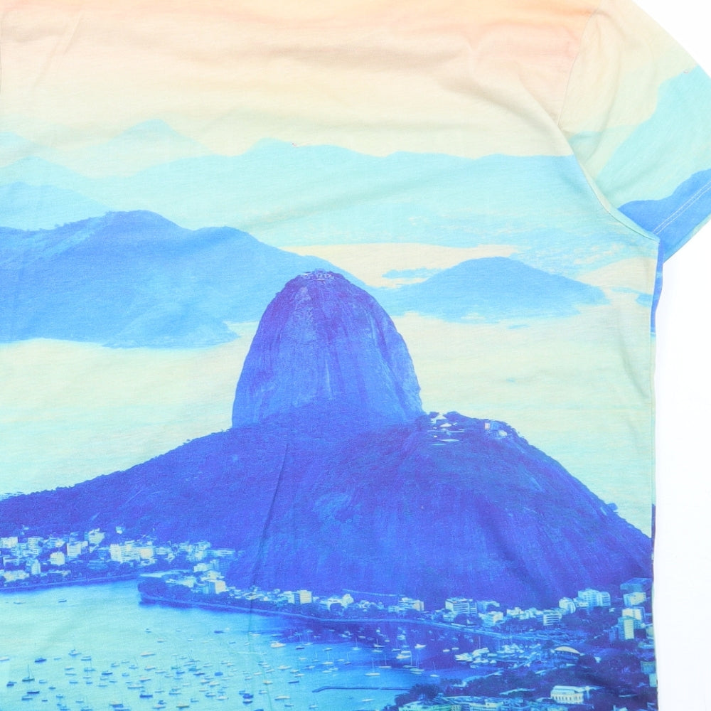 Matalan Mens Multicoloured Polyester T-Shirt Size M Round Neck - Rio de Janiro