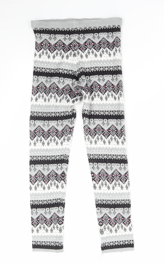 Primark Girls Grey Fair Isle Viscose Jegging Trousers Size 13-14 Years Regular Pullover - Leggings