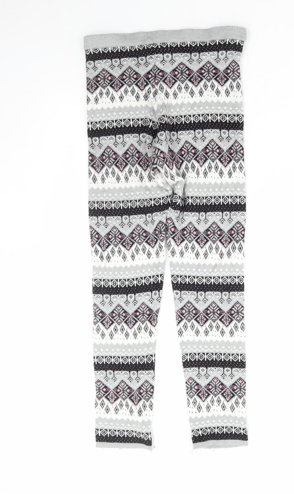 Primark Girls Grey Fair Isle Viscose Jegging Trousers Size 13-14 Years Regular Pullover - Leggings
