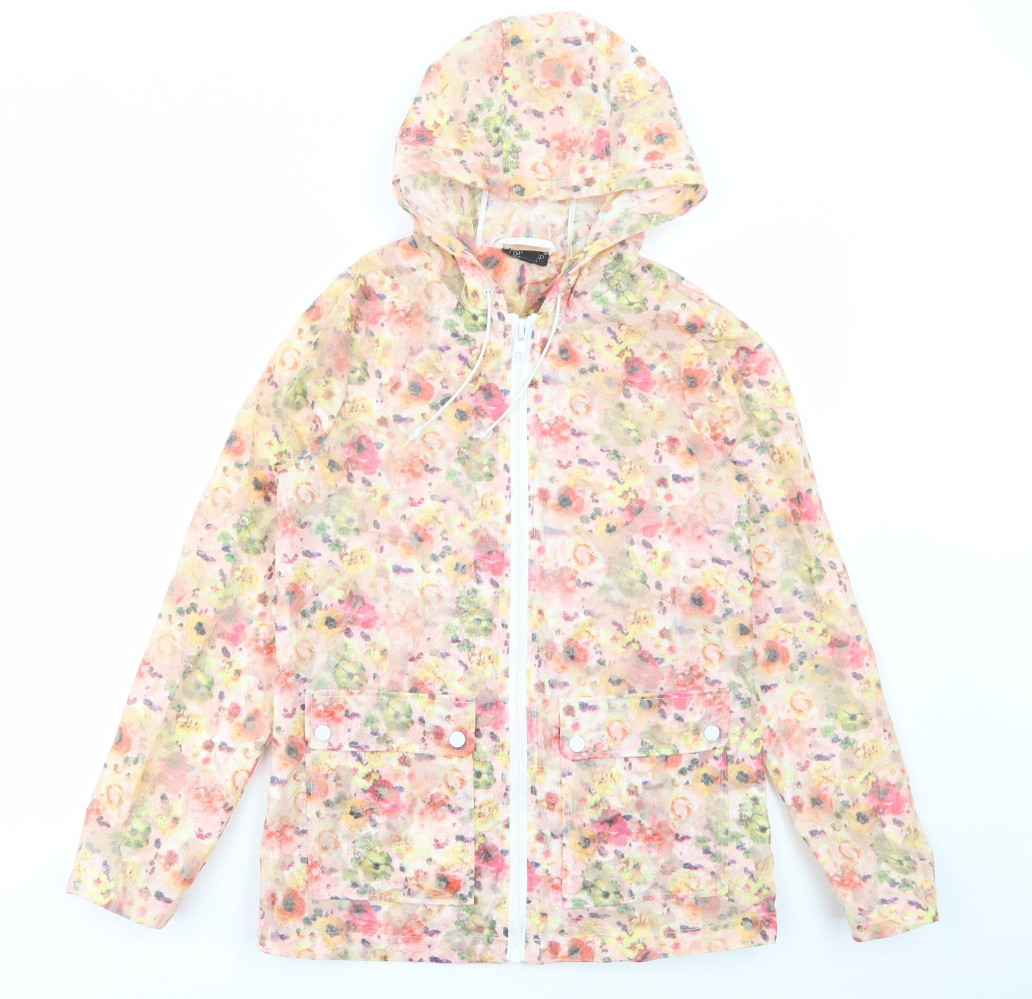 Topshop Womens Multicoloured Floral Rain Coat Coat Size 8 Zip