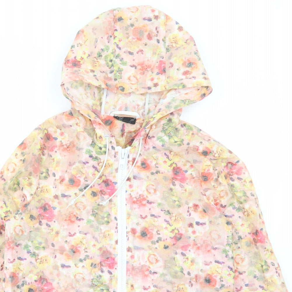 Topshop Womens Multicoloured Floral Rain Coat Coat Size 8 Zip