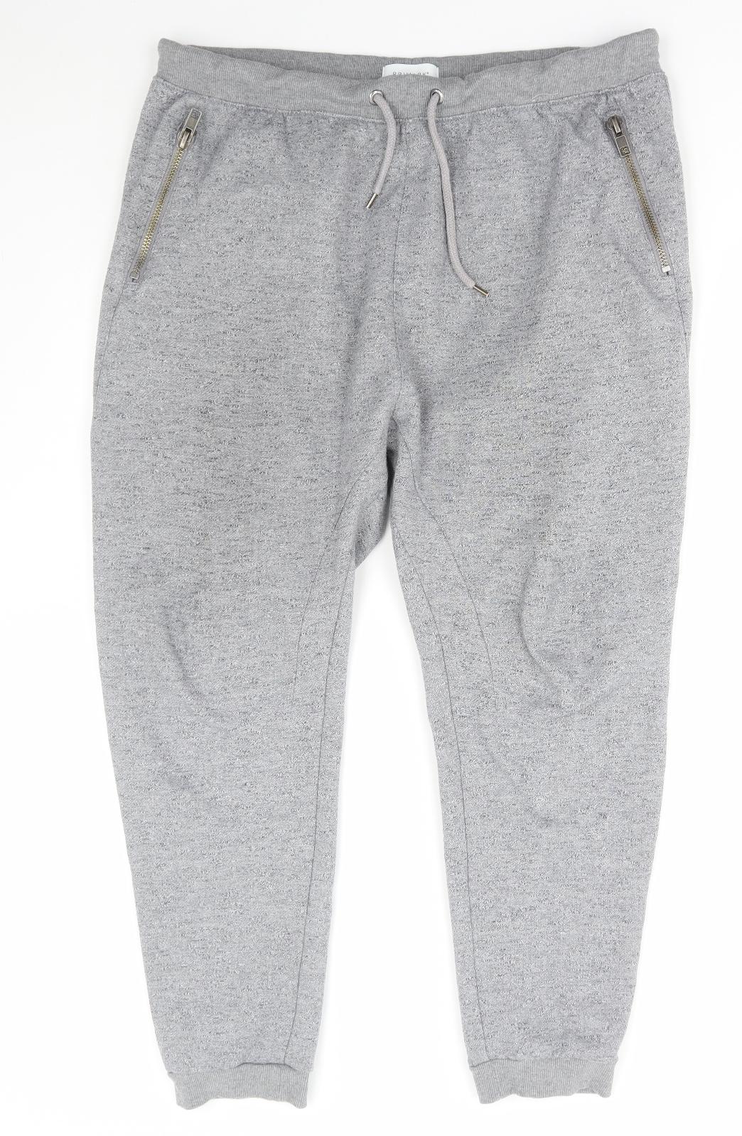 Primark Mens Grey Polyester Jogger Trousers Size XL L25 in Regular Drawstring