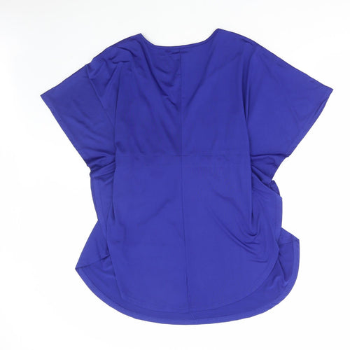 Zanzea Womens Blue Polyester Basic Blouse Size 14 V-Neck
