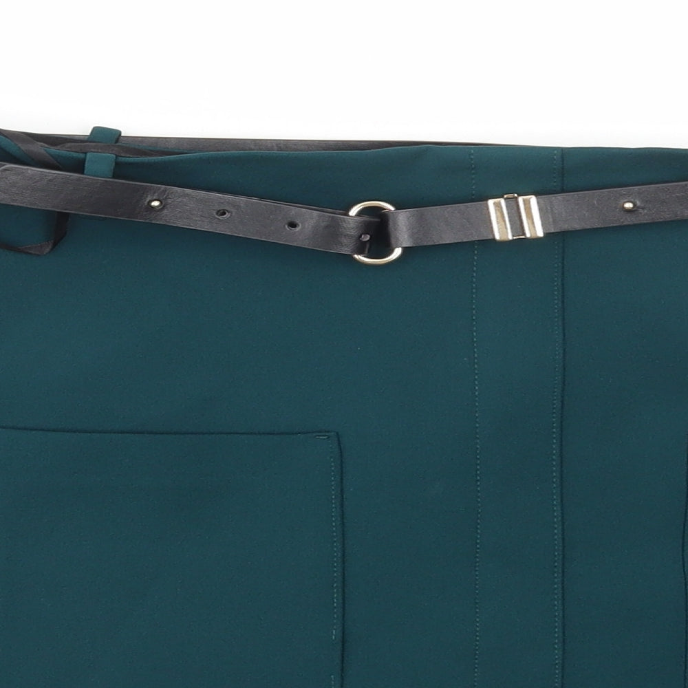 Preworn Womens Green Polyester Mini Skirt Size 34 in Zip