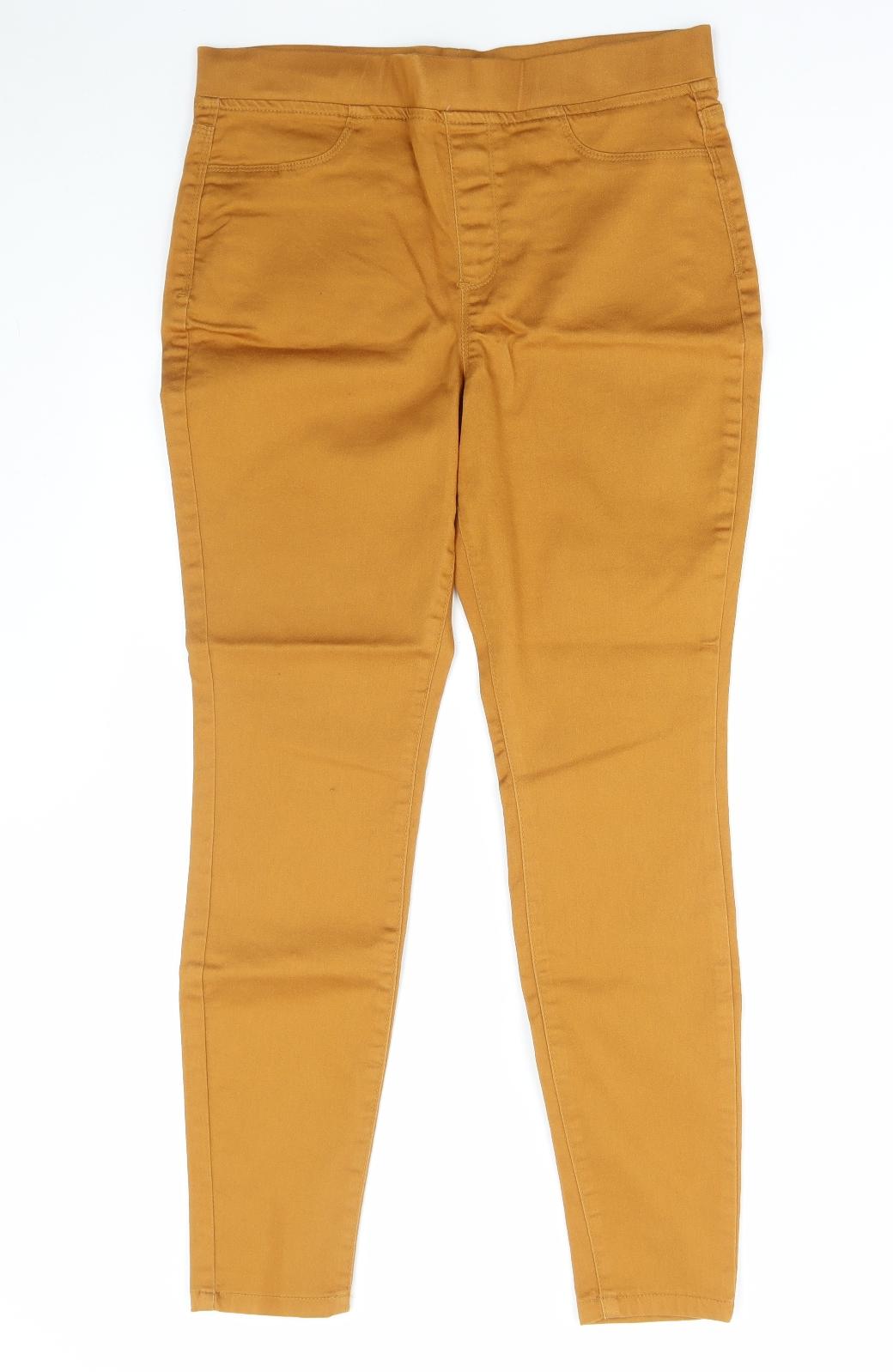 PEP&CO Womens Yellow Cotton Jegging Jeans Size 12 L28 in Regular