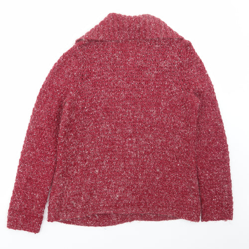 Debenhams Womens Red Collared Acrylic Cardigan Jumper Size 14