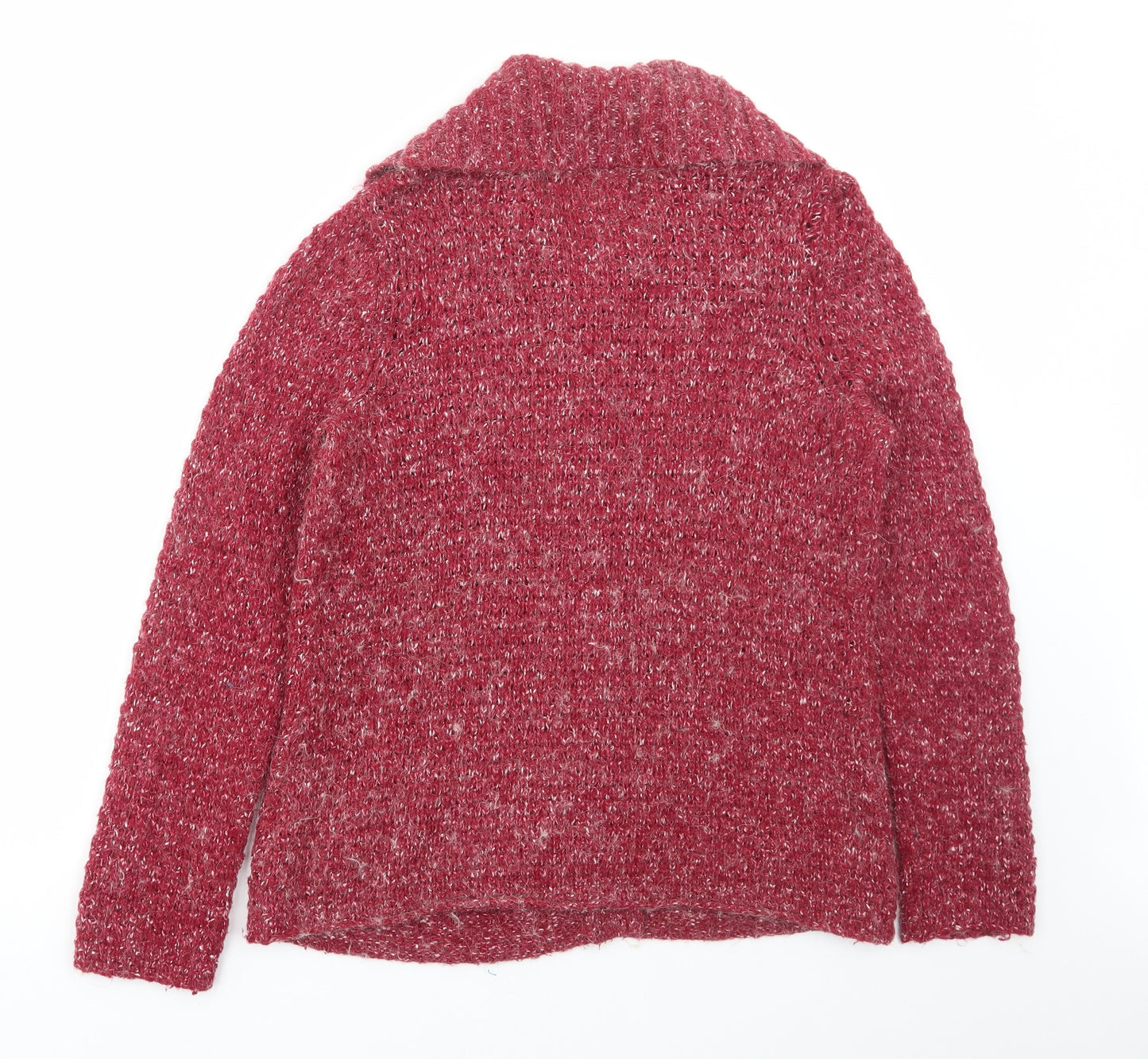 Debenhams Womens Red Collared Acrylic Cardigan Jumper Size 14