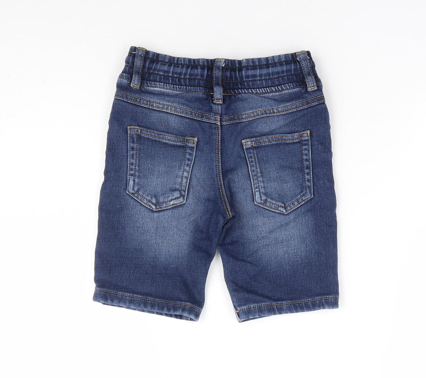 George Boys Blue Cotton Bermuda Shorts Size 4-5 Years Regular Drawstring
