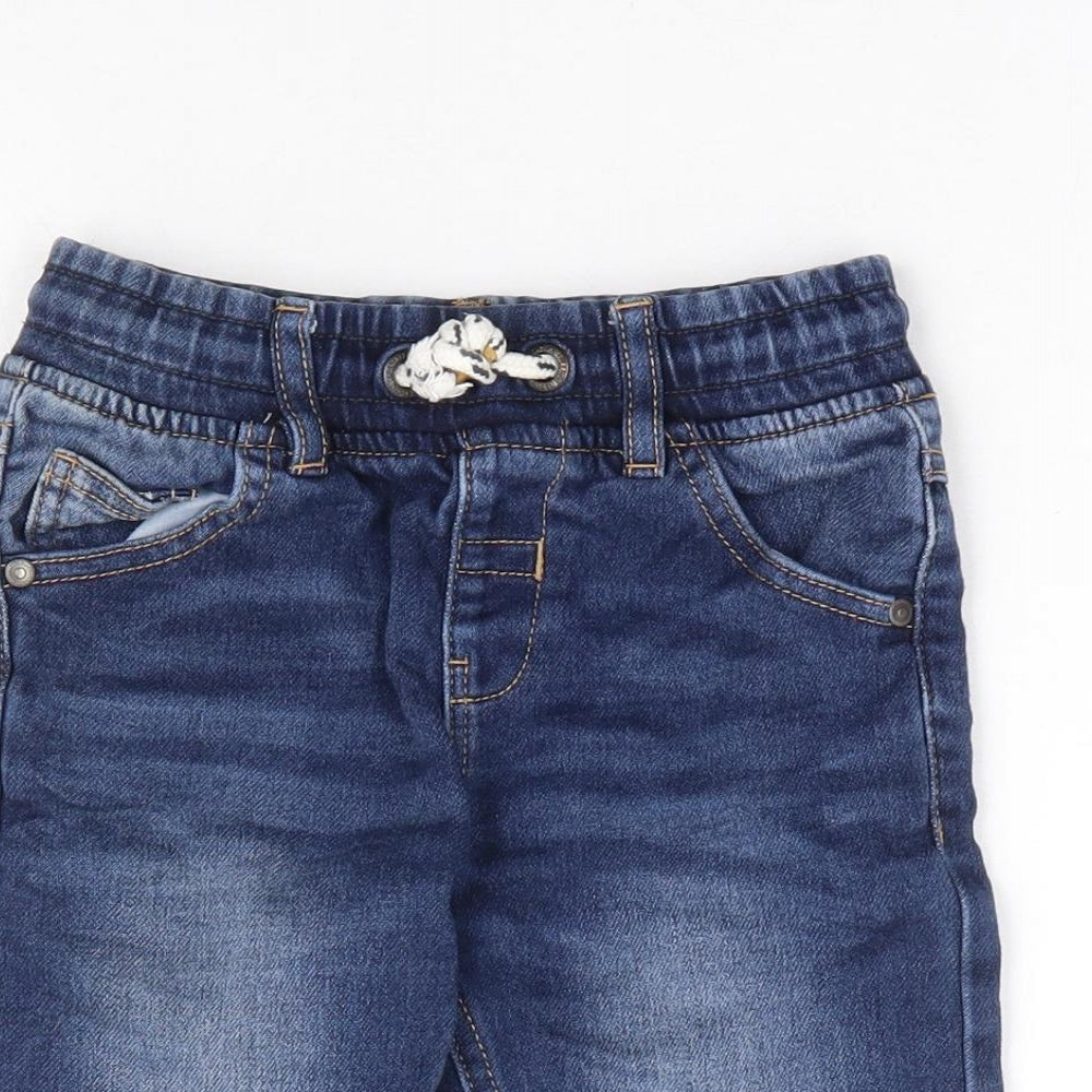 George Boys Blue Cotton Bermuda Shorts Size 4-5 Years Regular Drawstring