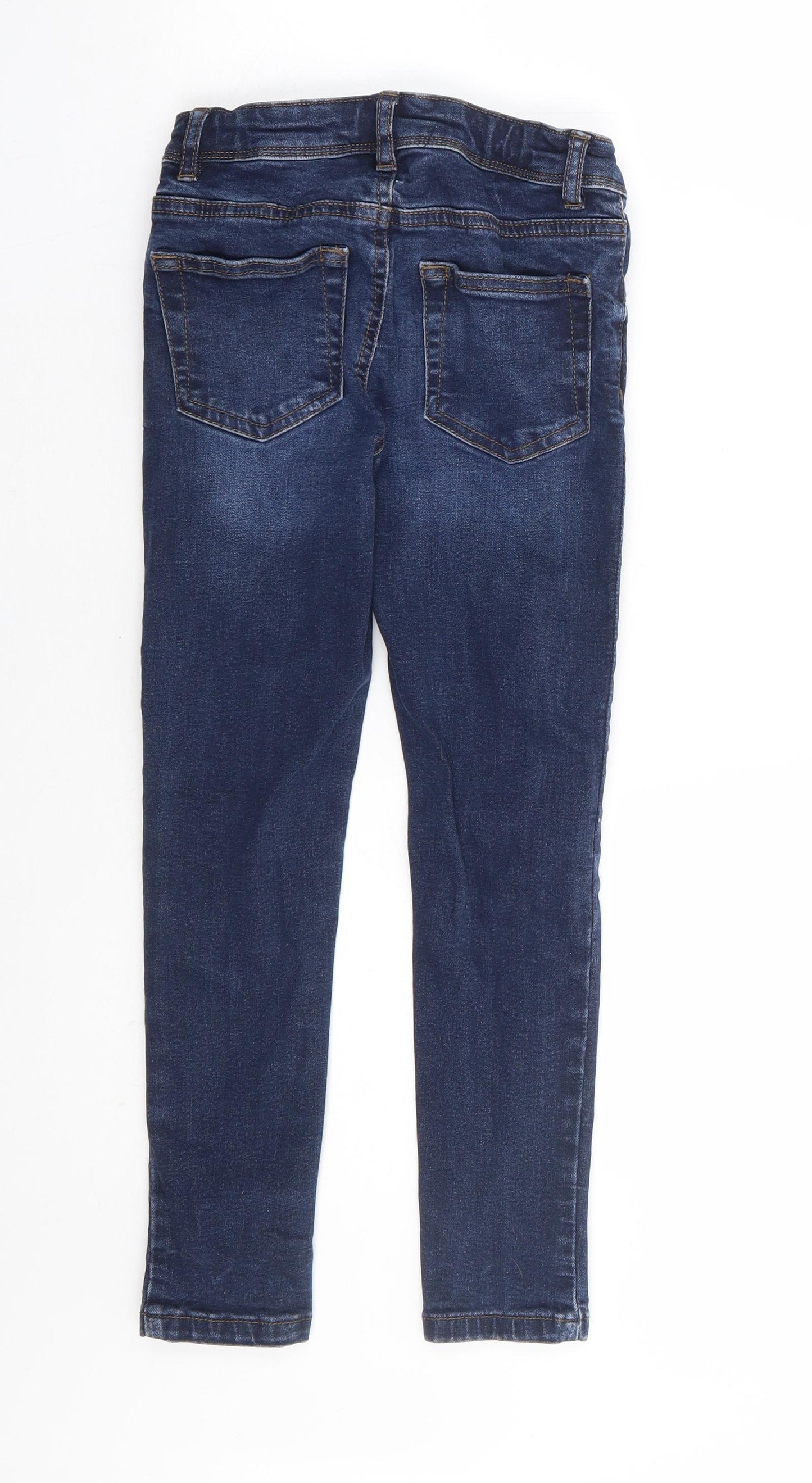 Primark Boys Blue Cotton Skinny Jeans Size 6-7 Years Regular Zip