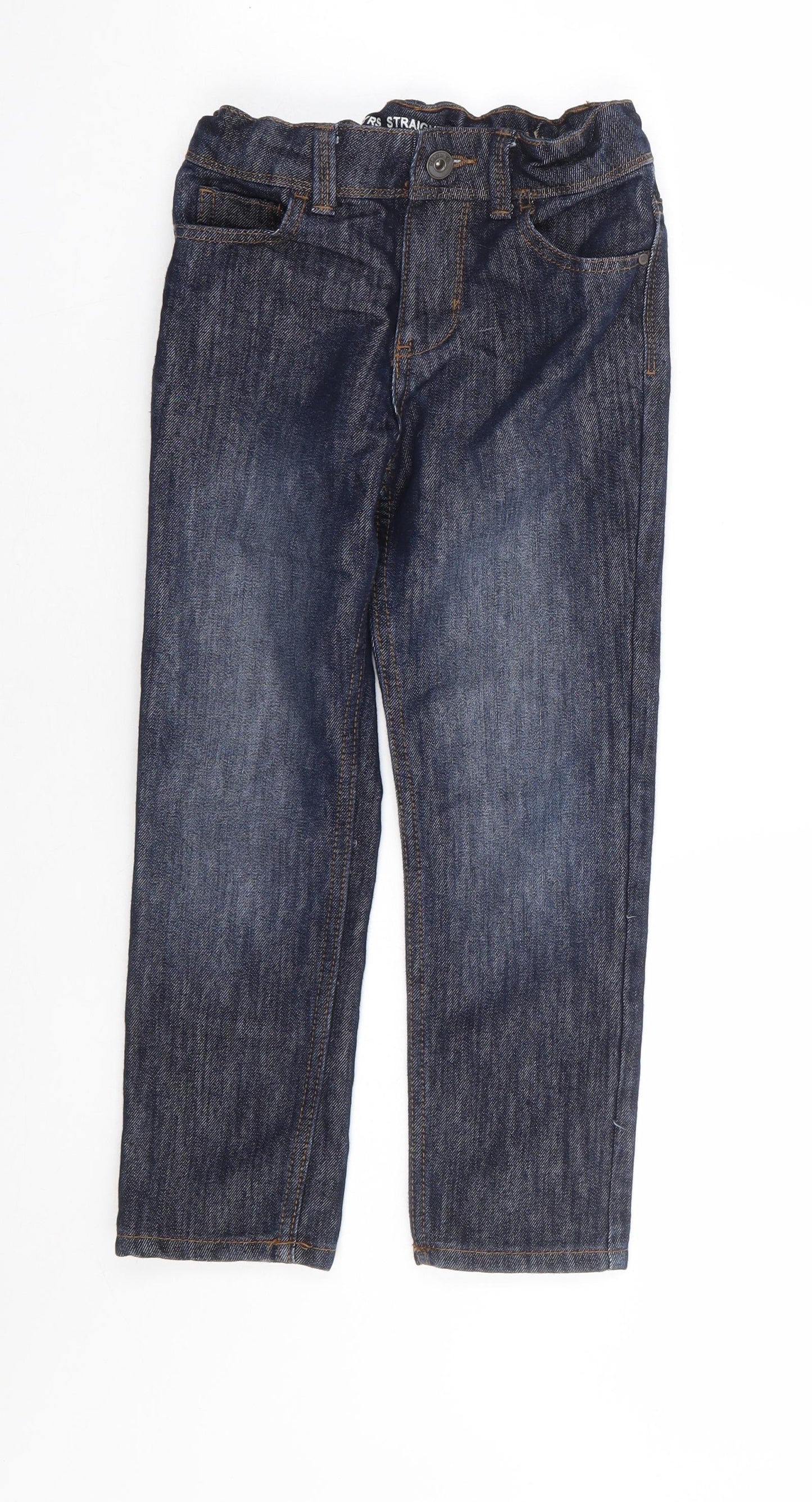 Primark Boys Blue Cotton Straight Jeans Size 6-7 Years Regular Zip
