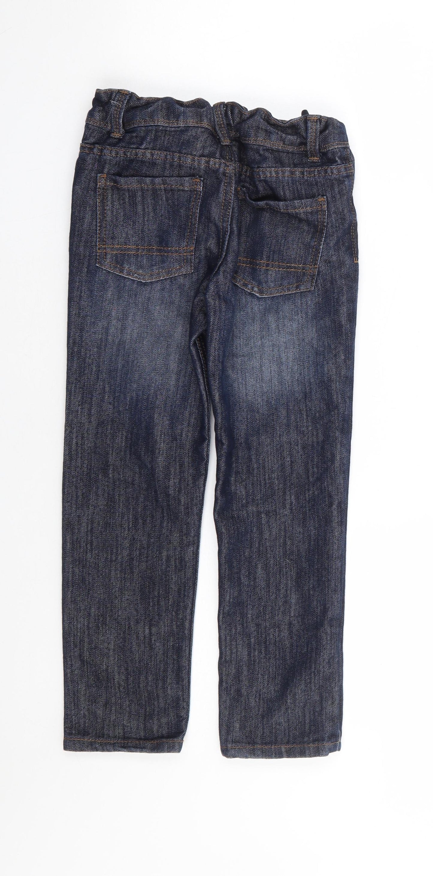 Primark Boys Blue Cotton Straight Jeans Size 6-7 Years Regular Zip
