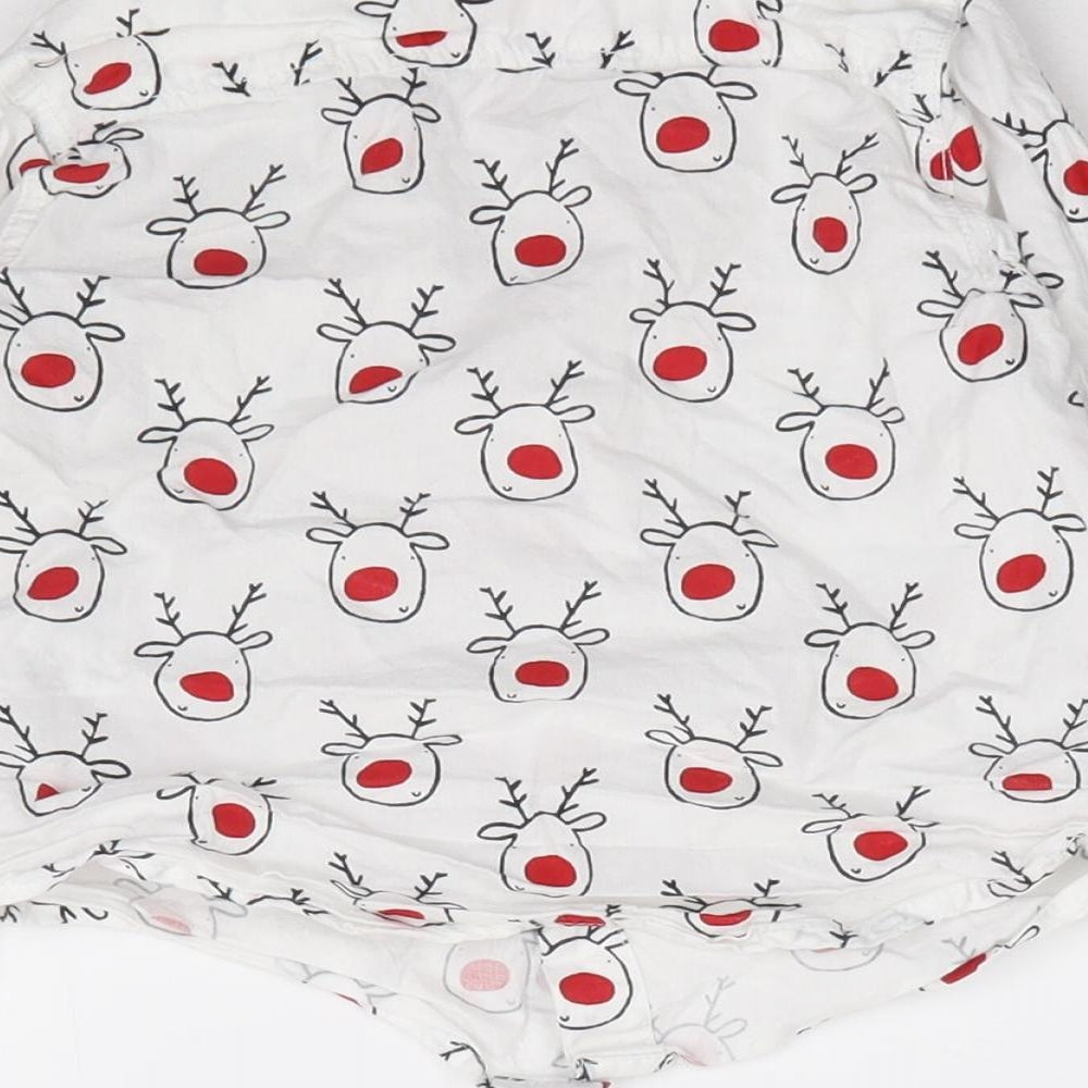 F&F Boys White Geometric 100% Cotton Basic Button-Up Size 12-18 Months Collared Button - Christmas Reindeer