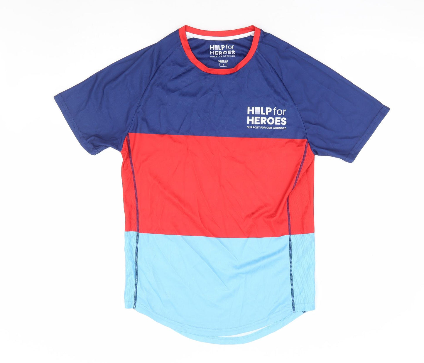 Help For Heroes Mens Blue Colourblock Polyester T-Shirt Size S Round Neck - Unisex