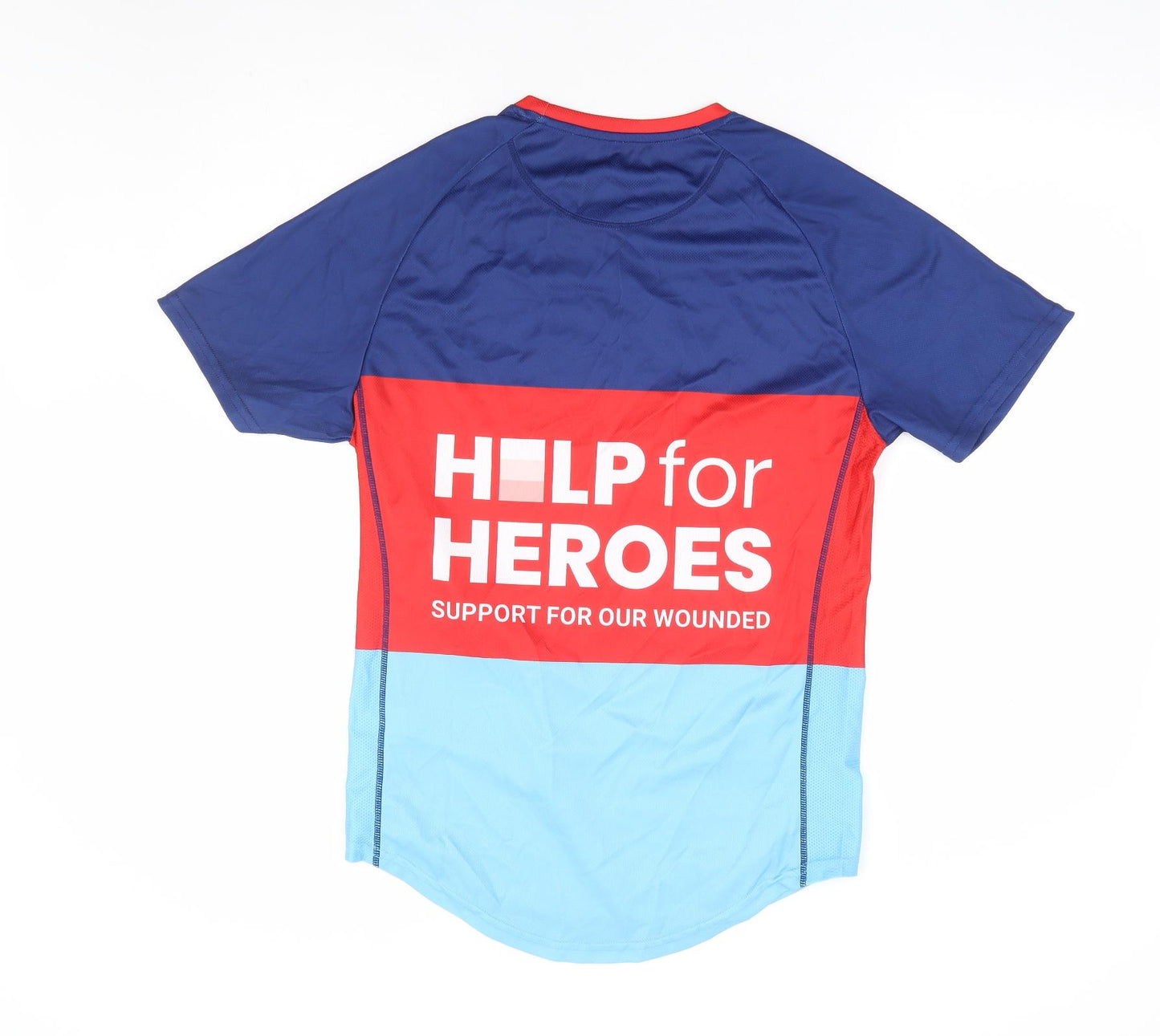 Help For Heroes Mens Blue Colourblock Polyester T-Shirt Size S Round Neck - Unisex