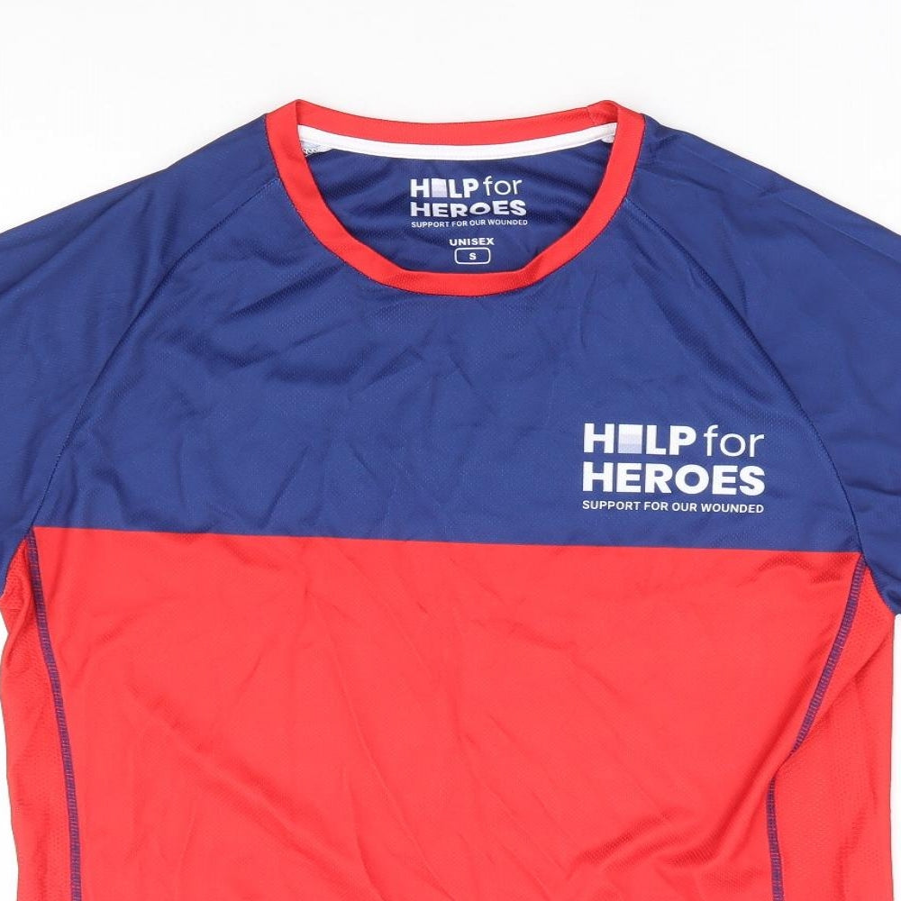 Help For Heroes Mens Blue Colourblock Polyester T-Shirt Size S Round Neck - Unisex