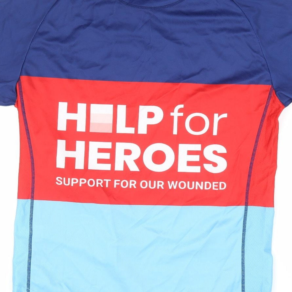 Help For Heroes Mens Blue Colourblock Polyester T-Shirt Size S Round Neck - Unisex