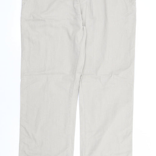 Matalan Mens Beige Linen Chino Trousers Size 38 in L30 in Regular Zip