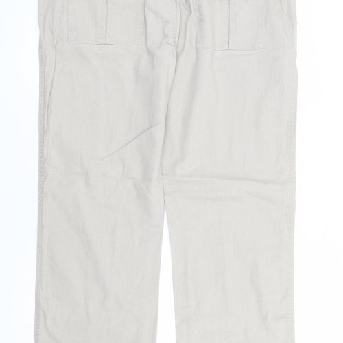 Matalan Mens Beige Linen Chino Trousers Size 38 in L30 in Regular Zip
