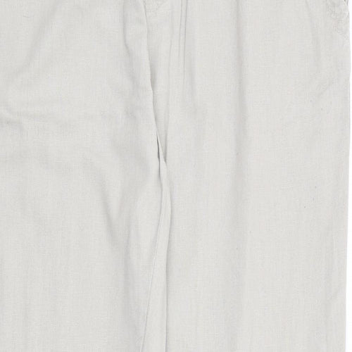 Matalan Mens Beige Linen Chino Trousers Size 38 in L30 in Regular Zip