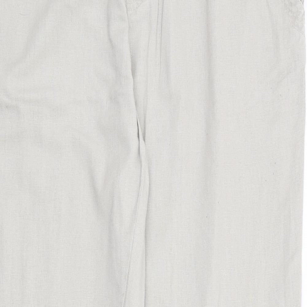 Matalan Mens Beige Linen Chino Trousers Size 38 in L30 in Regular Zip