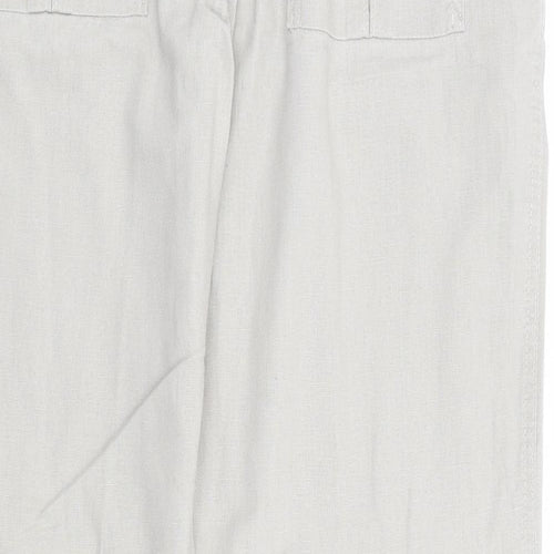 Matalan Mens Beige Linen Chino Trousers Size 38 in L30 in Regular Zip