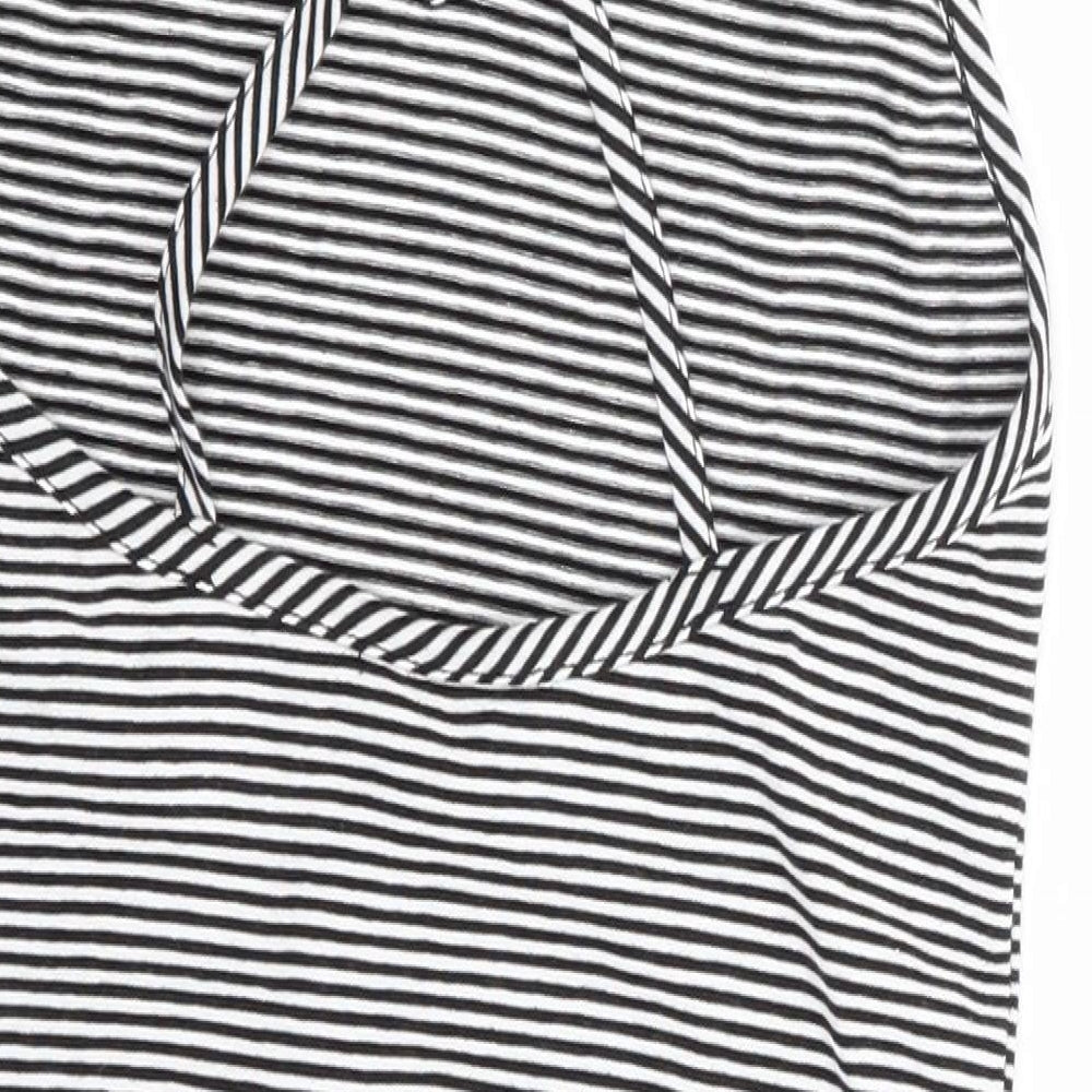 Topshop Womens Black Striped Cotton Bodysuit One-Piece Size 10 Snap - Cross Back Detail