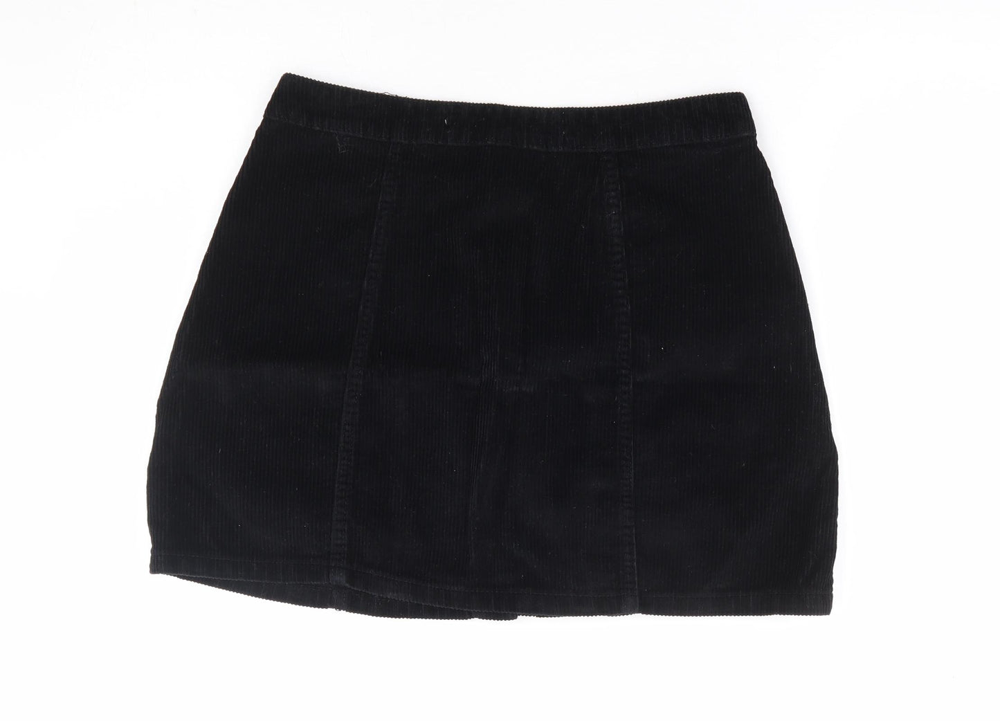 Primark Womens Black Cotton Mini Skirt Size 12 Button