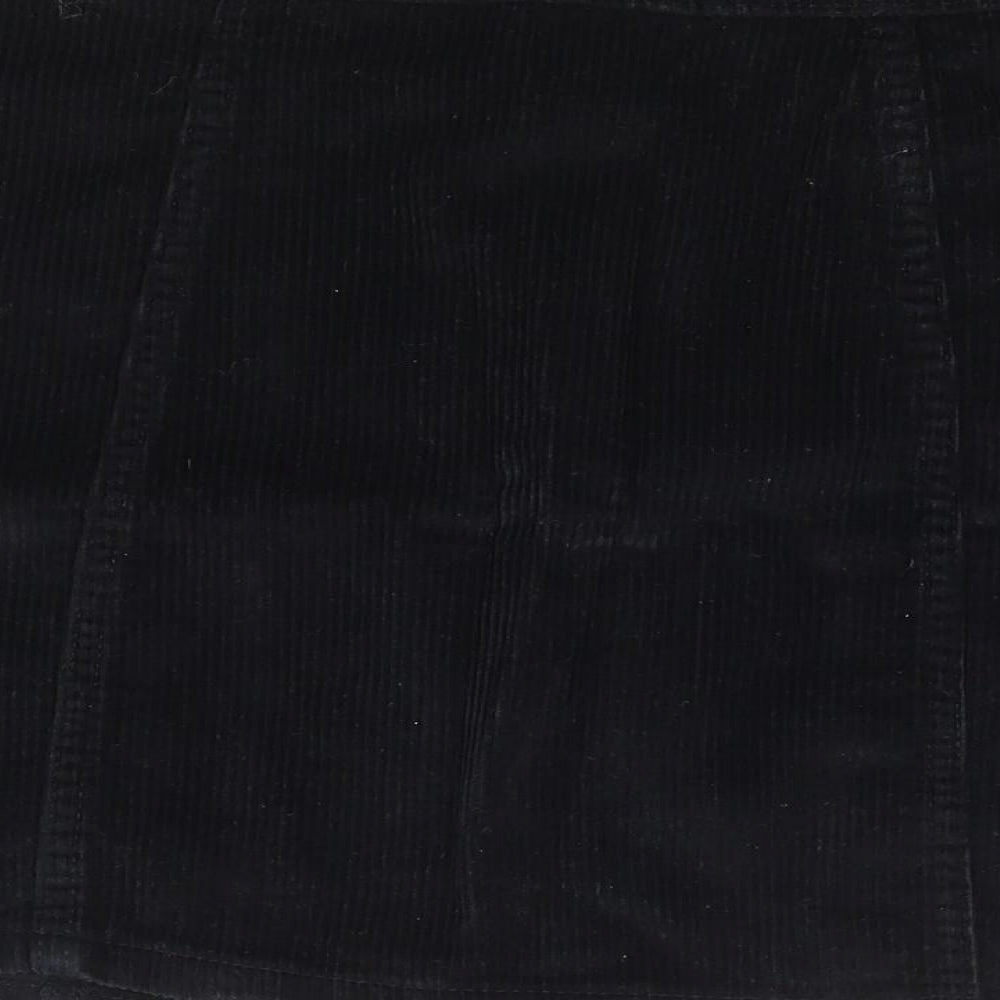 Primark Womens Black Cotton Mini Skirt Size 12 Button