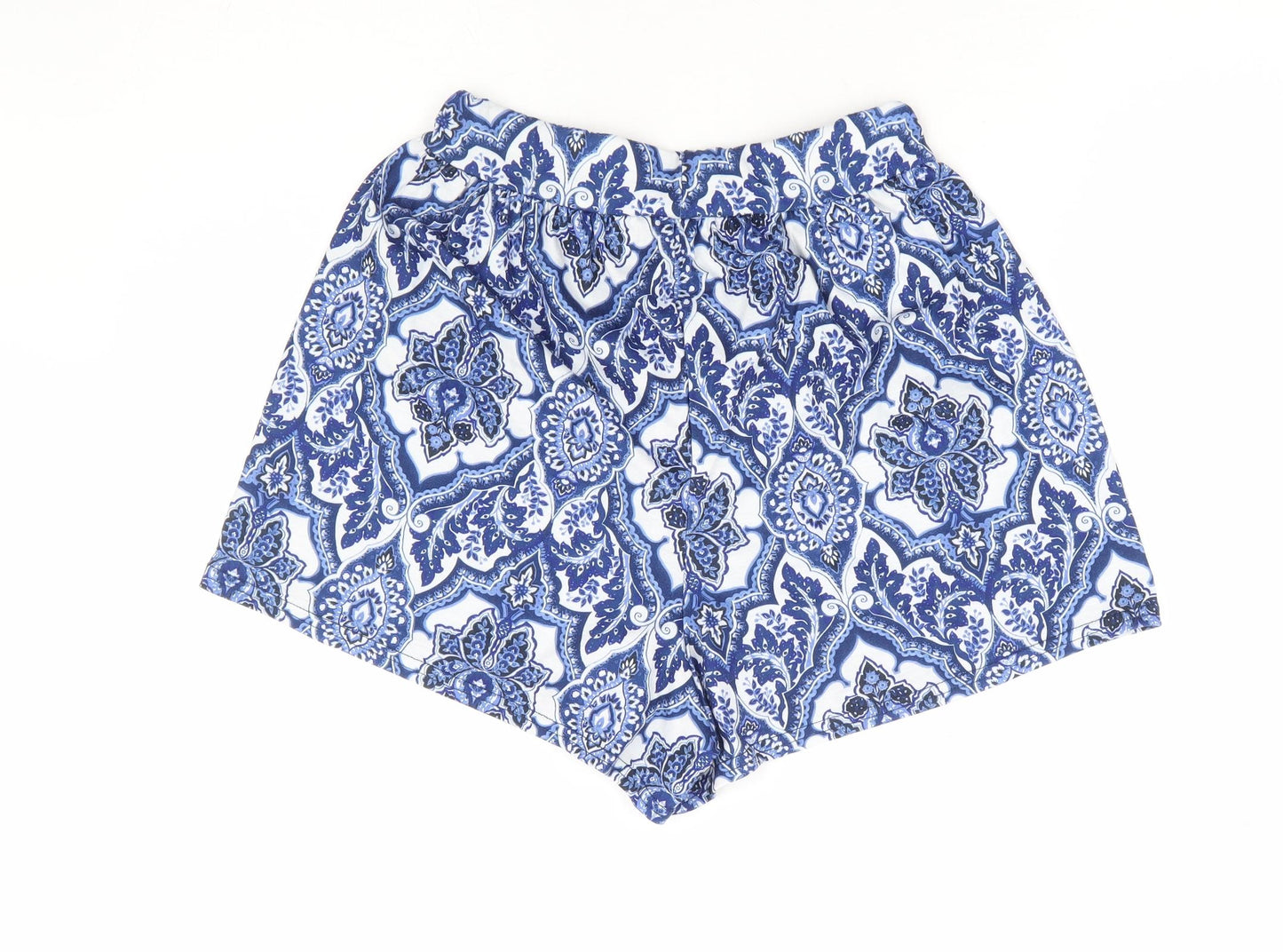 Boohoo Womens Blue Floral Polyester Hot Pants Shorts Size 10 L7 in Regular Pull On