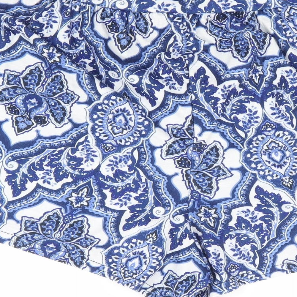 Boohoo Womens Blue Floral Polyester Hot Pants Shorts Size 10 L7 in Regular Pull On