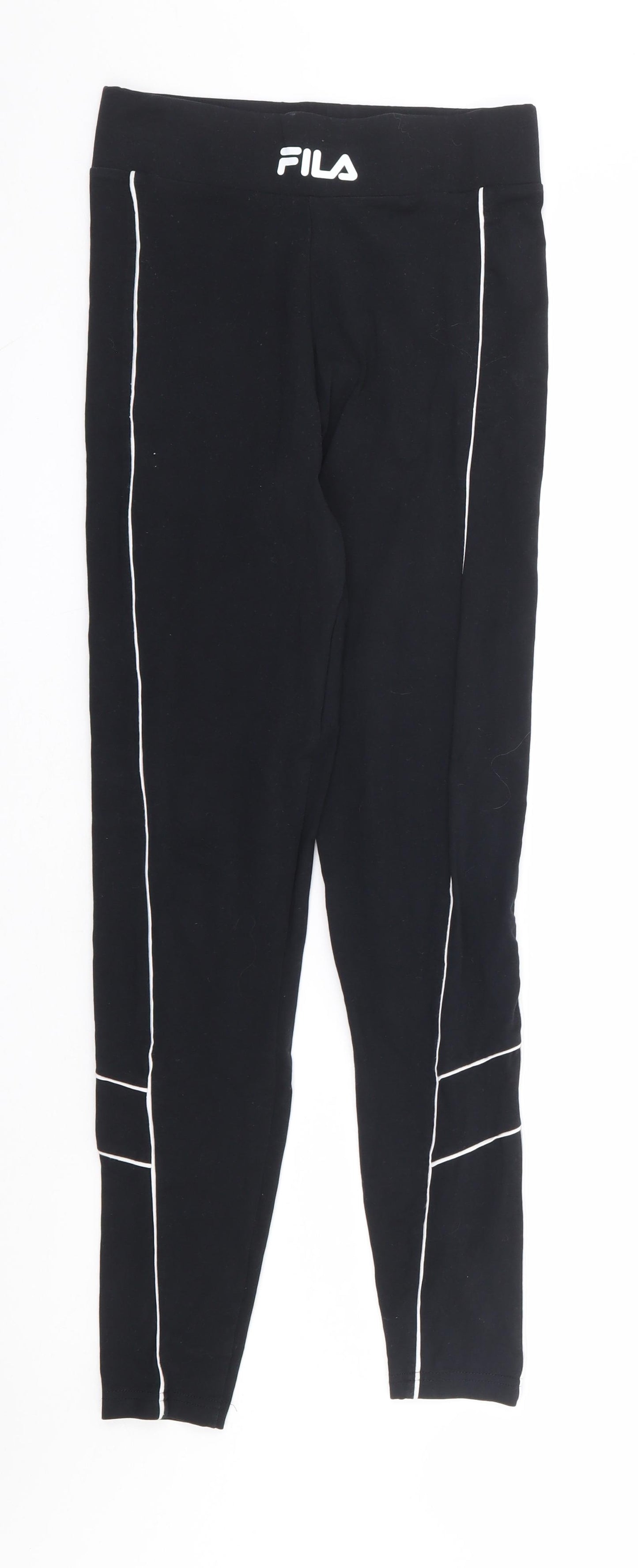 FILA Womens Black Cotton Jogger Leggings Size 10 L28 in - Contrast Stitch Legging